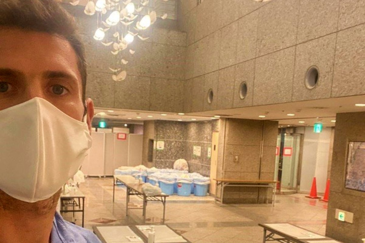 El santafesino, durante su aislamiento en Tokio.