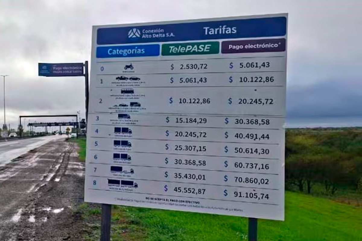 El nuevo cuadro tarifario en el puente.