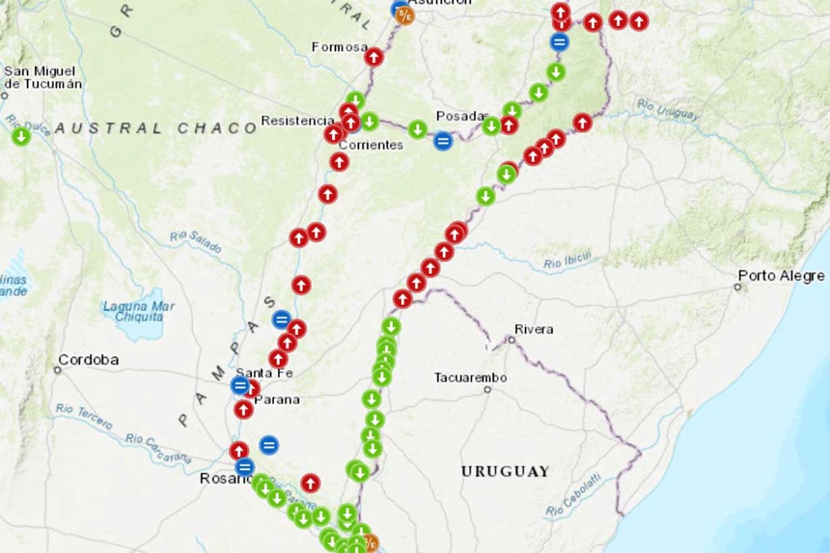 El mapa, con muchos c&iacute;rculos rojos