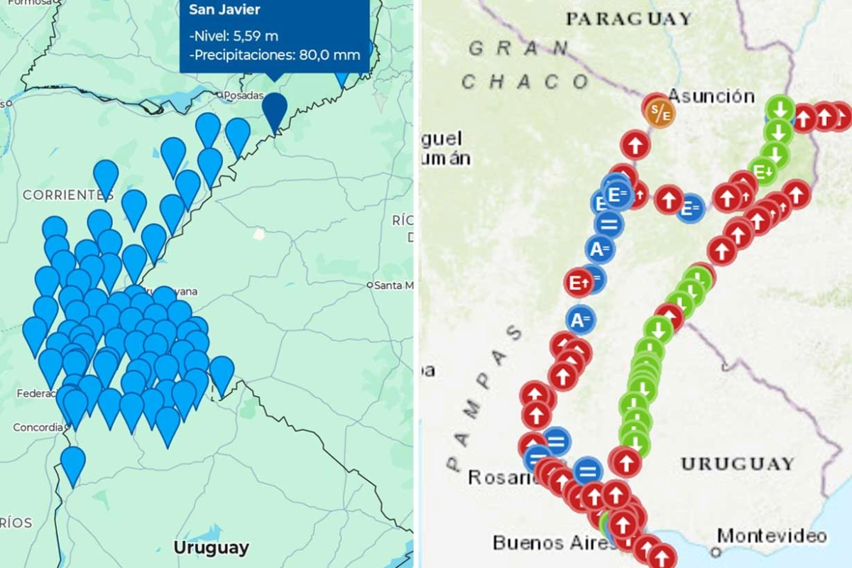 Las lluvias y el r&iacute;o, con puntos en rojo en el norte